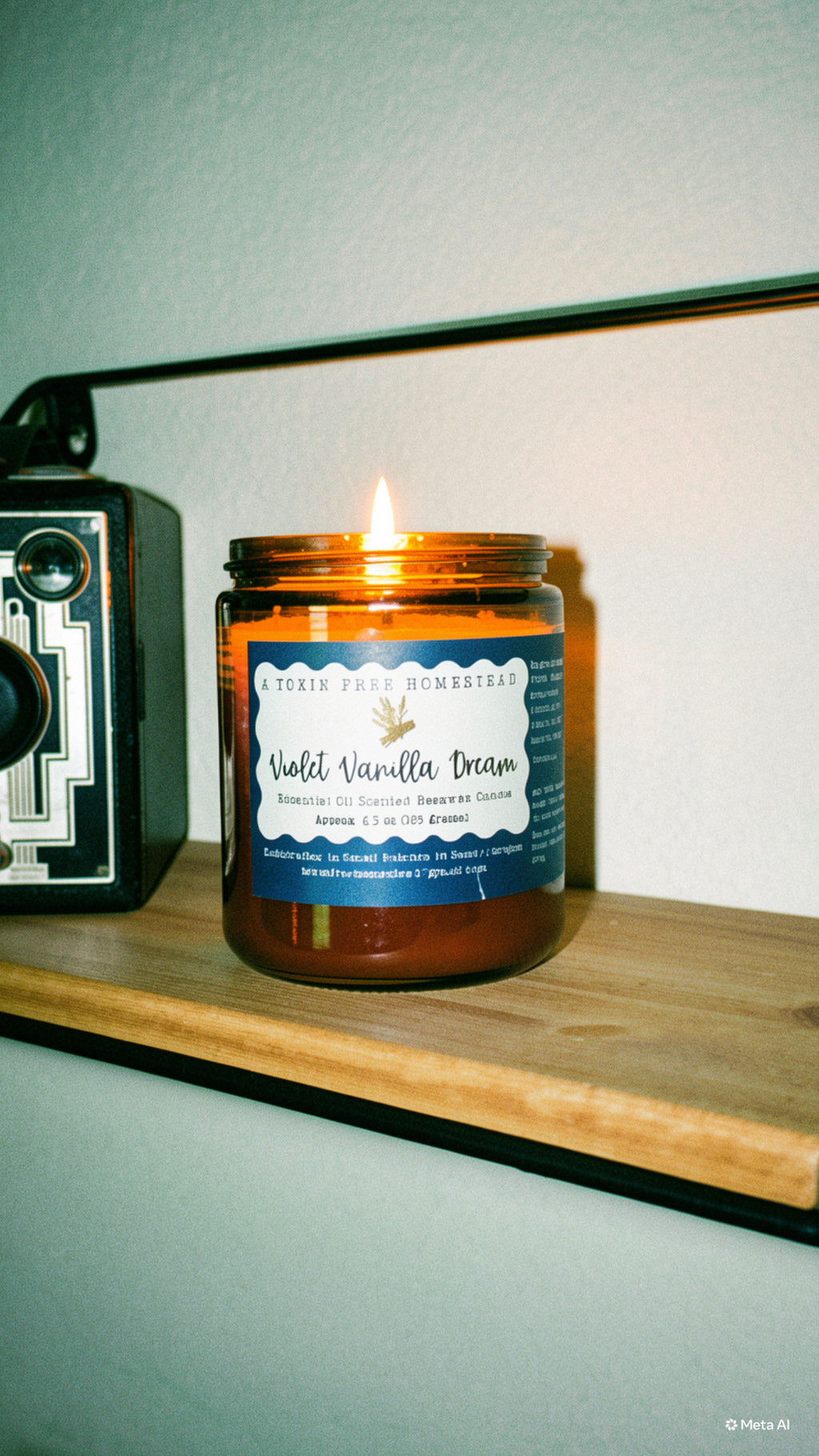 Violet Vanilla Dream Aromatherapy Beeswax Candle (6.5 oz)