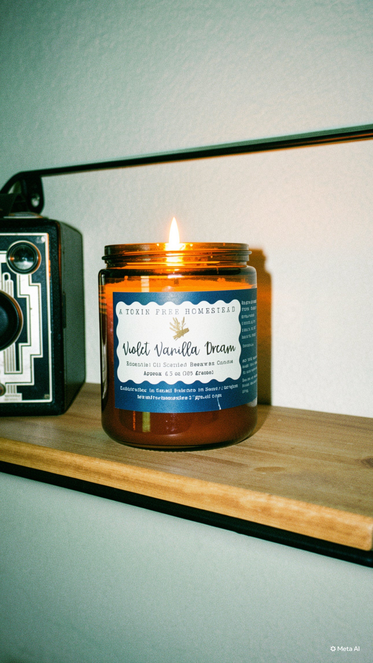 Violet Vanilla Dream Aromatherapy Beeswax Candle (6.5 oz)
